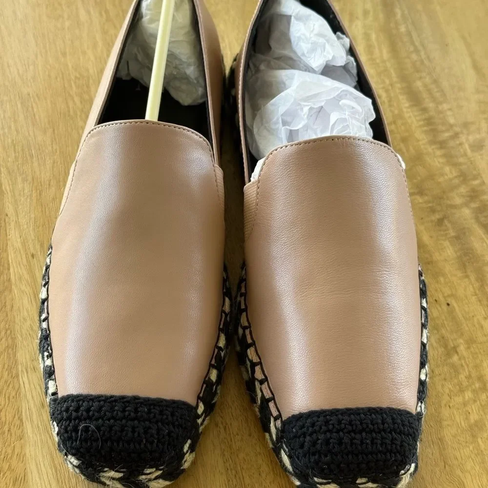 SALLY | Espadrille Skimmer Flats Sz 8 NWT black and tan